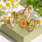 18k gold stainless steel sunflower eternal flower ring