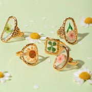 18k gold stainless steel sunflower eternal flower ring