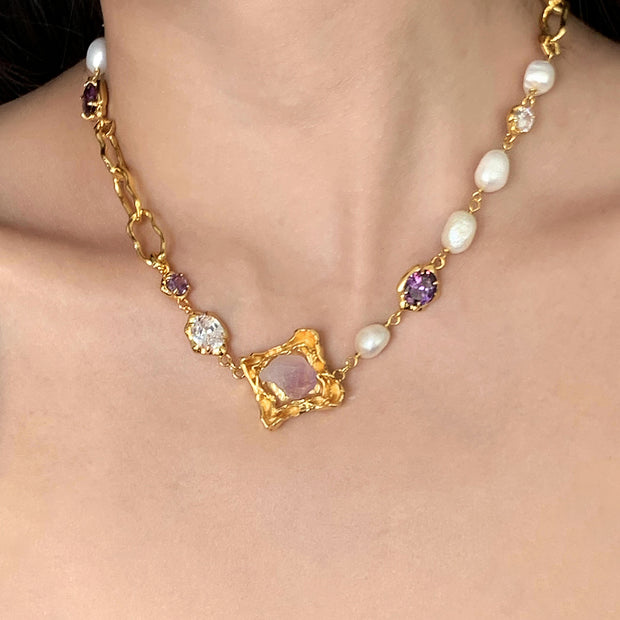 colored gemstone pearl necklace
