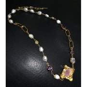 colored gemstone pearl necklace