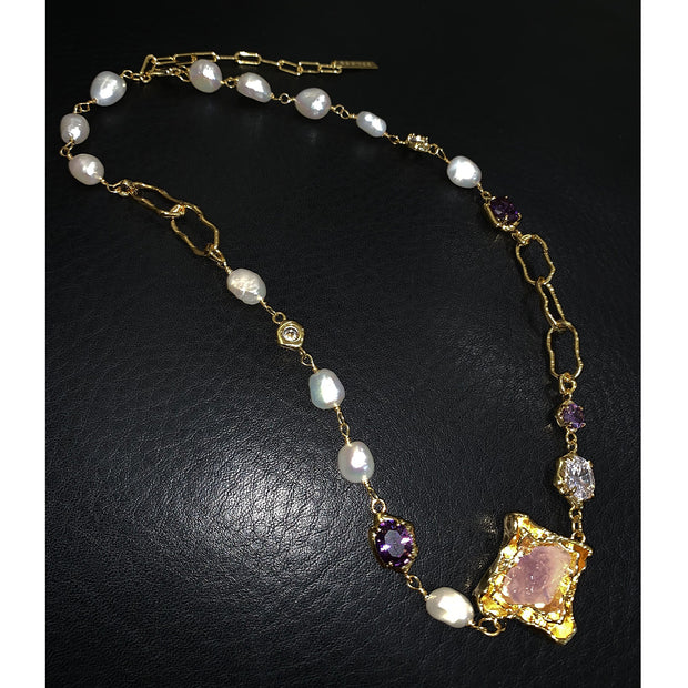 colored gemstone pearl necklace