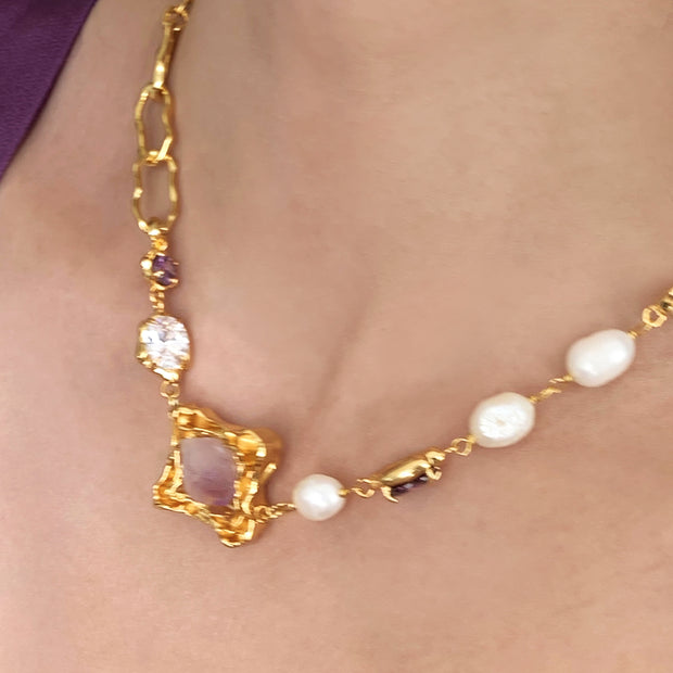 colored gemstone pearl necklace