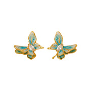 enamel oil drip butterfly earrings