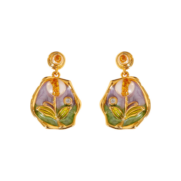 baroque pearl flower earrings