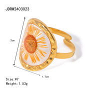 18k gold stainless steel sunflower eternal flower ring