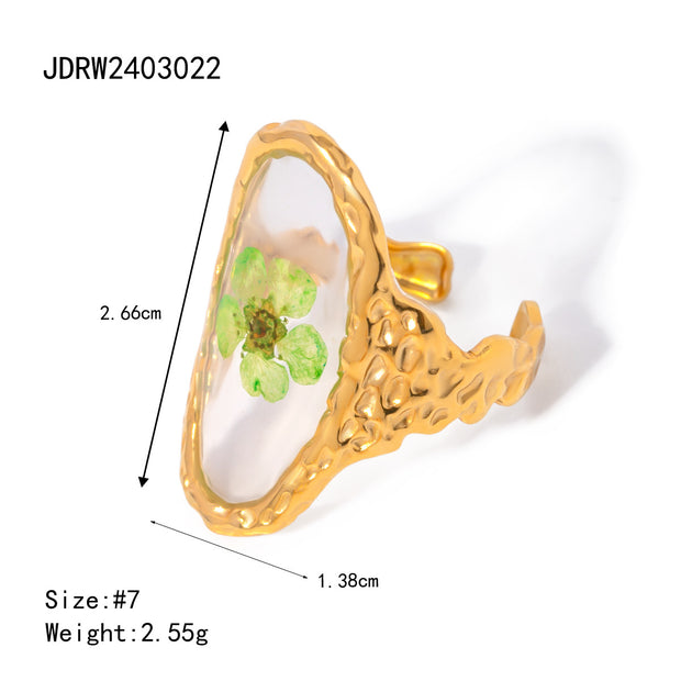 18k gold stainless steel sunflower eternal flower ring