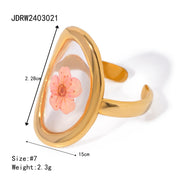 18k gold stainless steel sunflower eternal flower ring