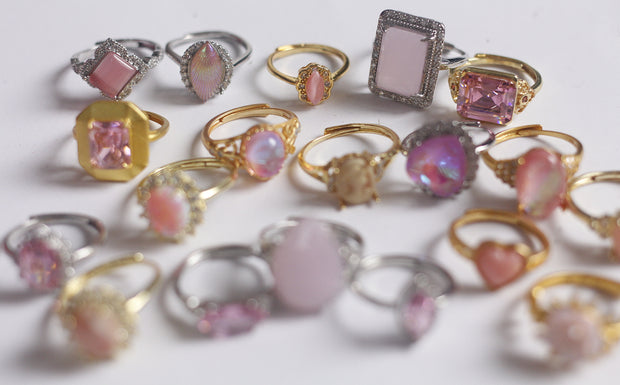 Retro Opal Murano Old Glass Vintage Adjustable Rings