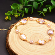Natural Baroque Pearl Blue Crystal Bracelet