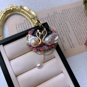 handmade baroque pearl swan pendant