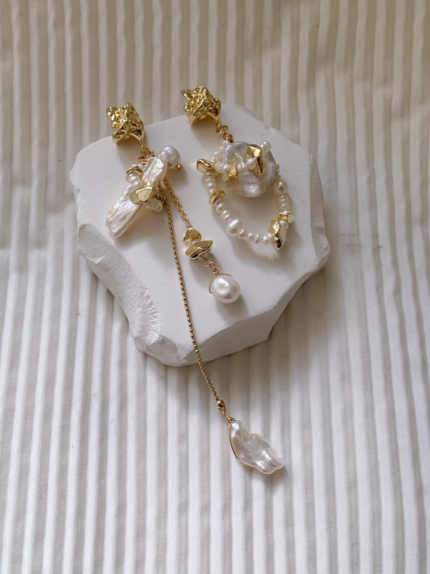 handmade silver baroque pearl earrings