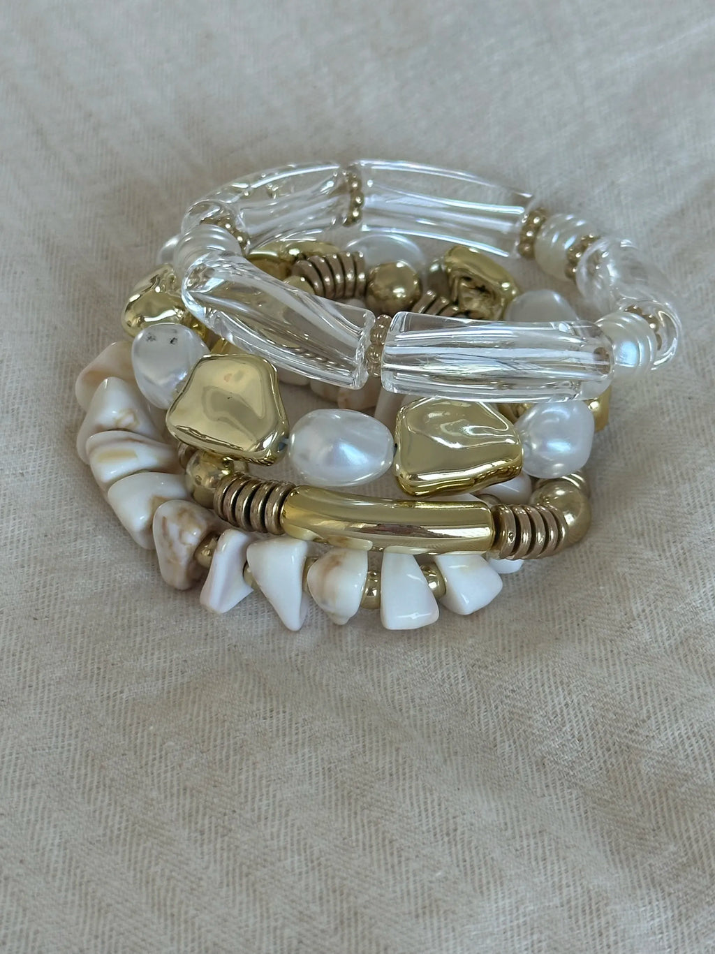 shimmering vintage gold pearl multi-layered bracelet