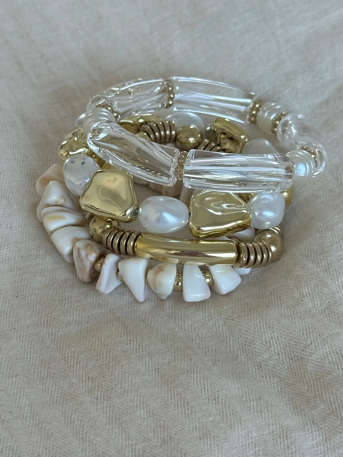 shimmering vintage gold pearl multi-layered bracelet