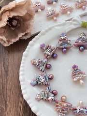 handcrafted Iridescent baroque pearl Christmas tree pendant