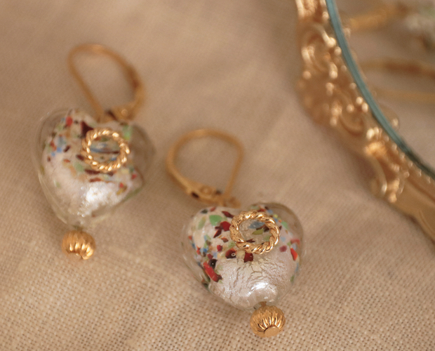 Colorful love heart 💗Hand-painted oil painting pearl earrings