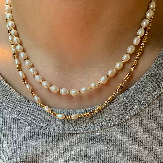 natural freshwater baroque pearl layered sweater necklace