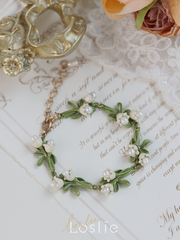 Lily of the Valley handmade pearls silver earrings