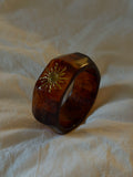 vintage amber sunflower wide bracelet