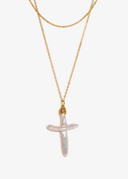 handmade baroque pearl cross necklace