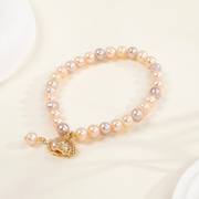 6-7mm natural freshwater pearl bracelet candy color elastic string pearl