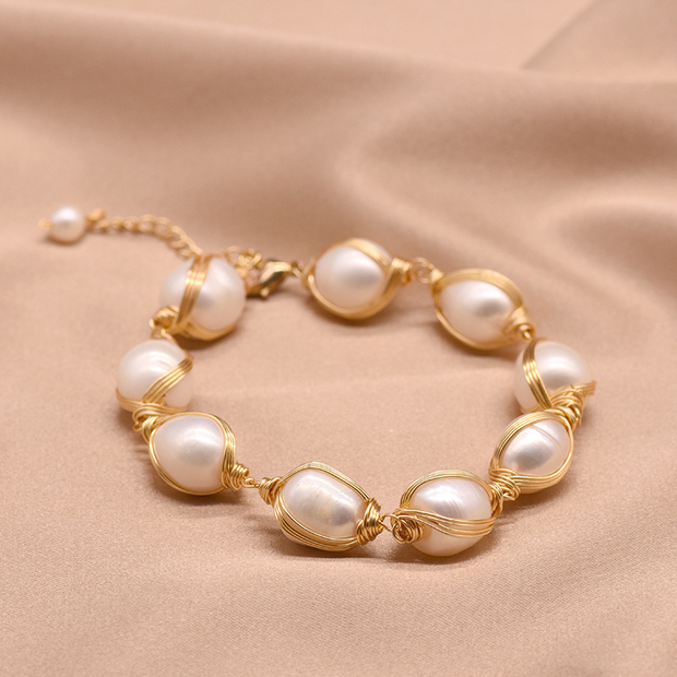 handmade natural baroque freshwater pearl bracelet