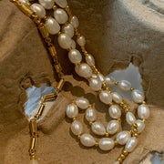 natural freshwater baroque pearl layered sweater necklace