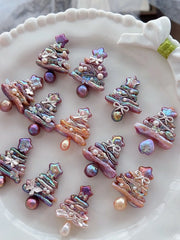 handcrafted Iridescent baroque pearl Christmas tree pendant