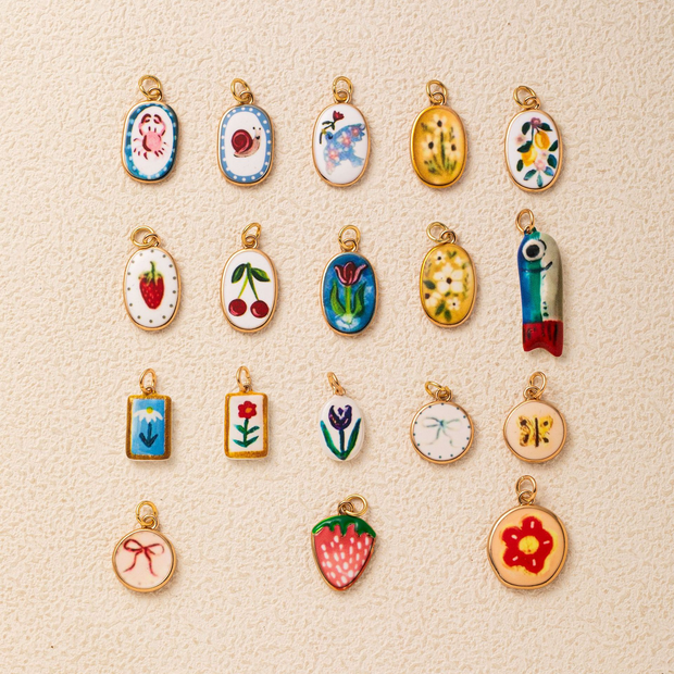 Hand-painted ceramic vintage pendants