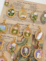 hand-painted baroque pearl floral Oil painting pendant