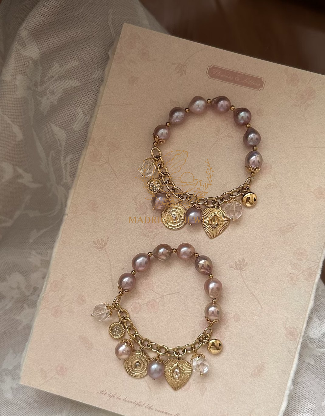 handmade purple natural baroque pearl heart bracelet