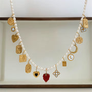 Disassembly non-fading 14K gold-plated pearl necklace