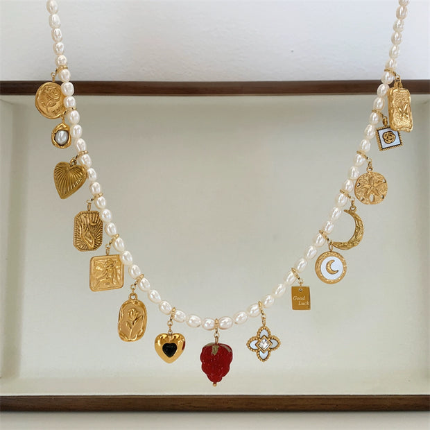 Disassembly non-fading 14K gold-plated pearl necklace