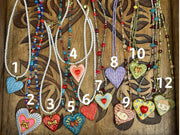 vintage love handcrafted clay heart necklace