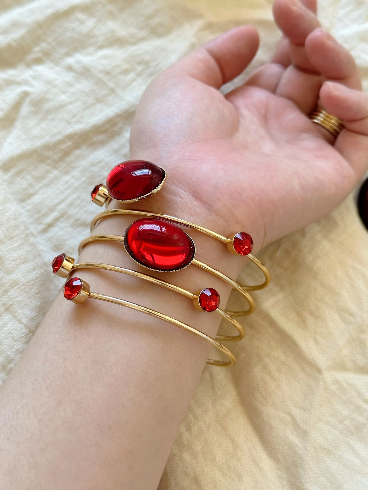 medieval persian pigeon blood red bracelet and ring set