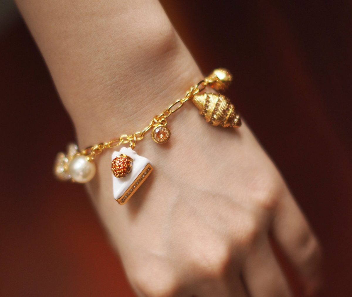 original handcrafted cake & enamel strawberry bracelet