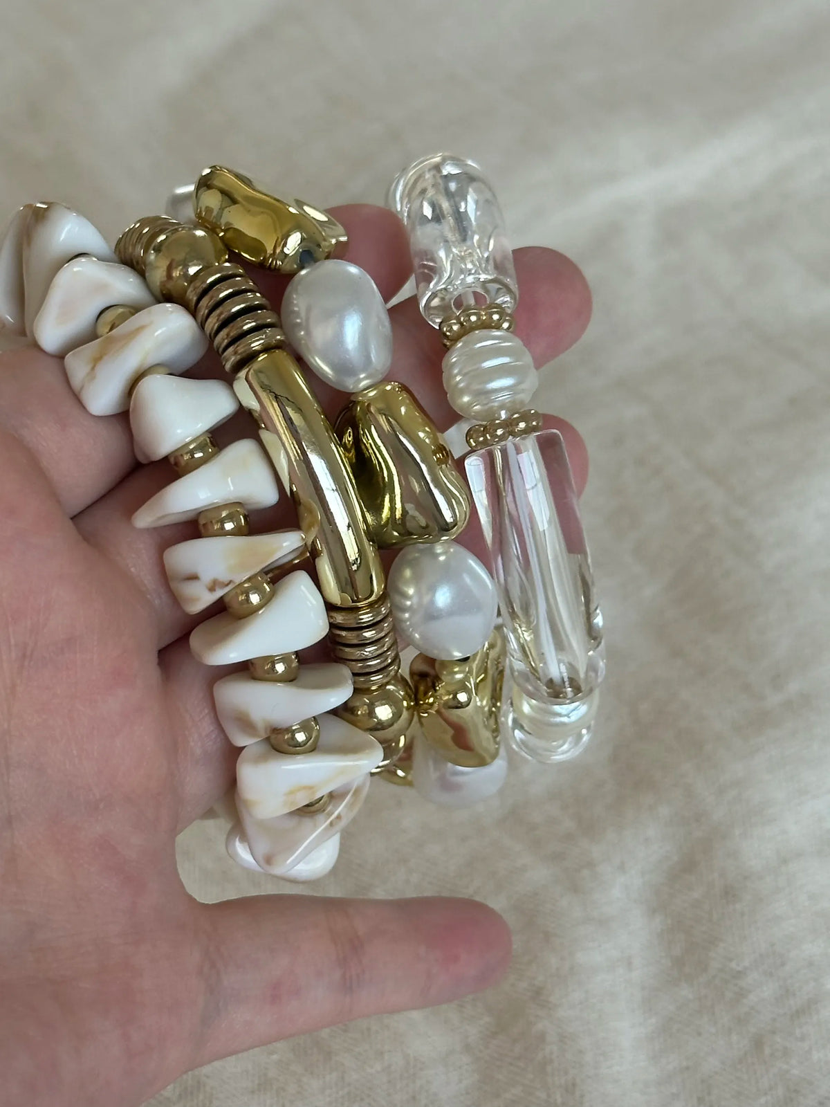 shimmering vintage gold pearl multi-layered bracelet