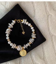 natural freshwater pearl and silver bracelet