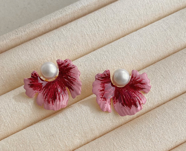 hand-painted ombre flower earrings