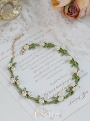 Lily of the Valley handmade pearls silver earrings