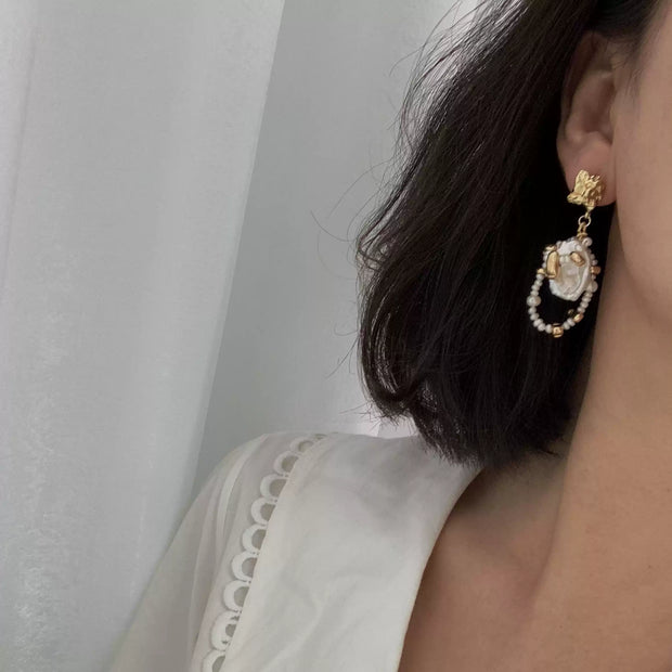 handmade silver baroque pearl earrings