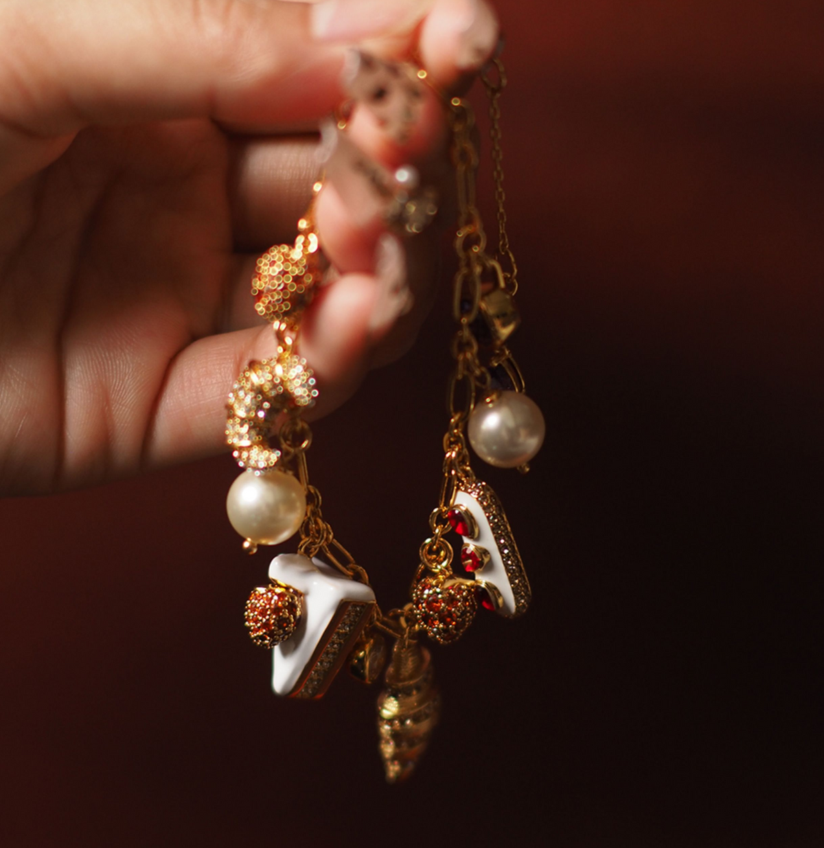 original handcrafted cake & enamel strawberry bracelet