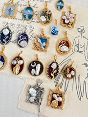 hand-painted baroque pearl floral Oil painting pendant