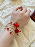 medieval persian pigeon blood red bracelet and ring set