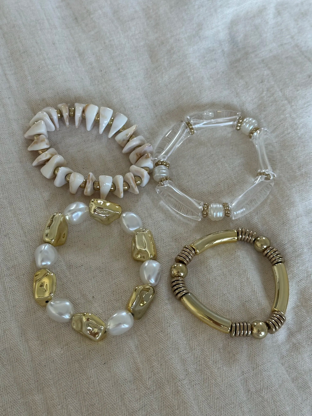 shimmering vintage gold pearl multi-layered bracelet