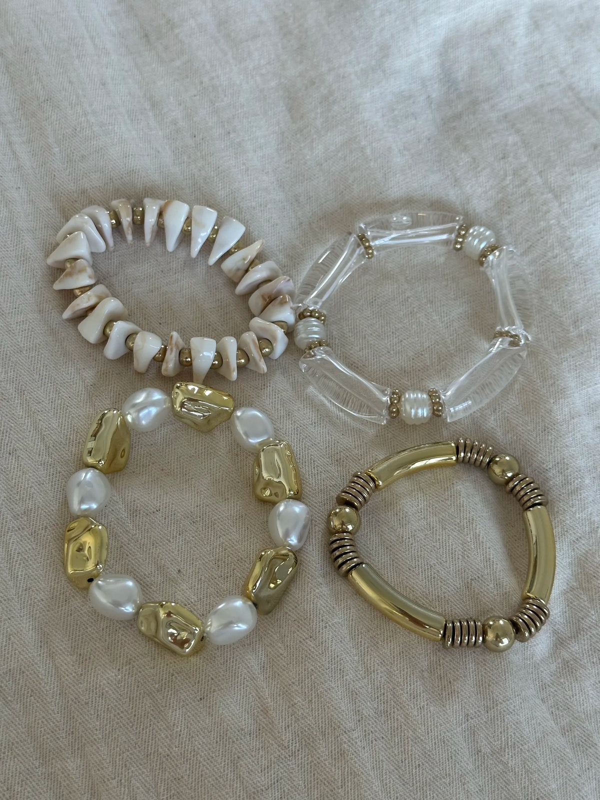 shimmering vintage gold pearl multi-layered bracelet