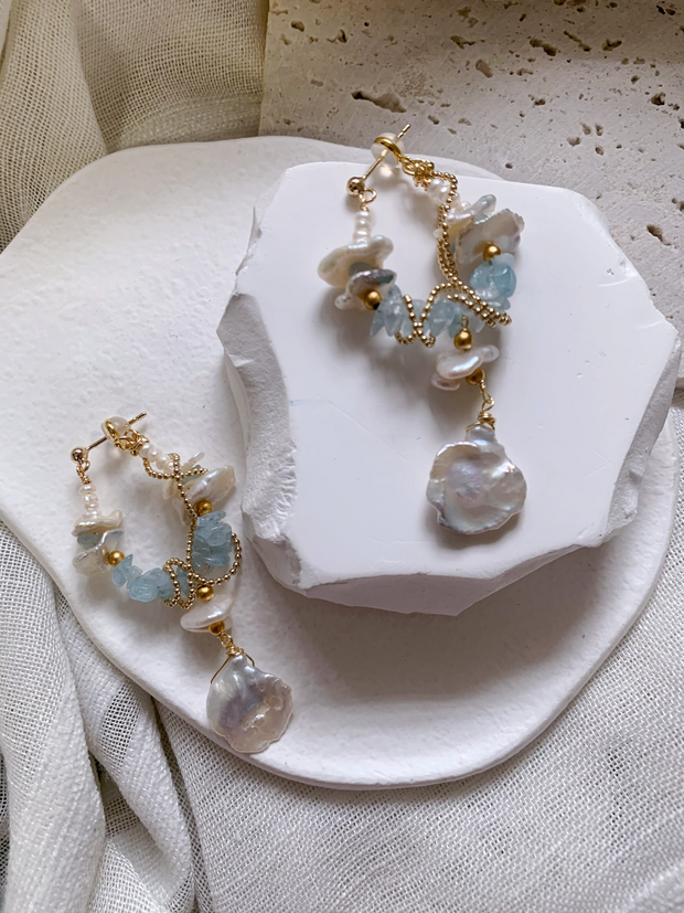 artisanal sea glass and pearl statement