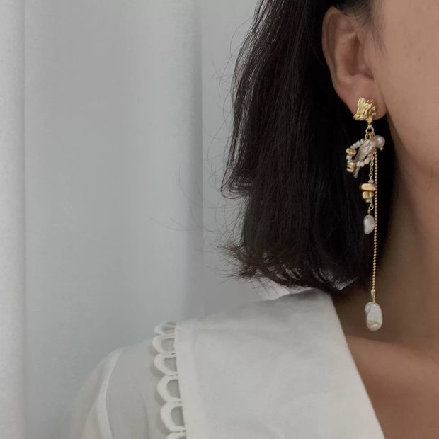 handmade silver baroque pearl earrings