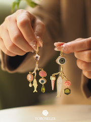 Ocean-style mermaid tears tassel earrings natural mother-of-pearl