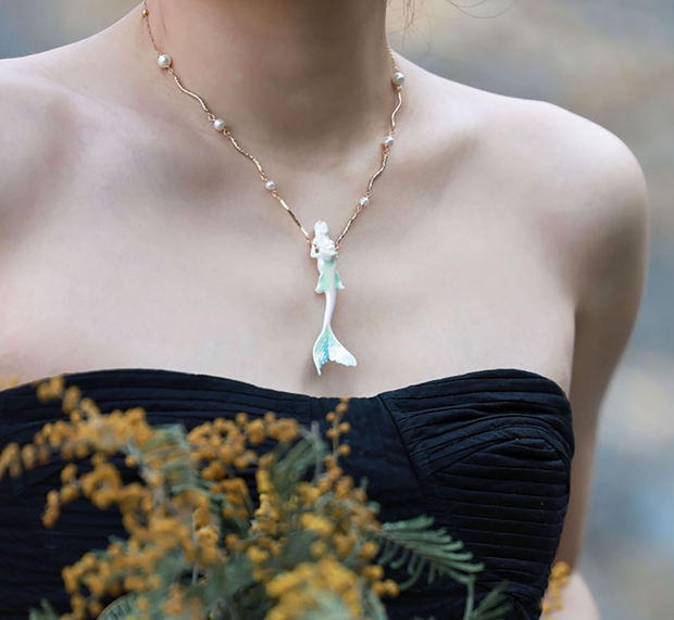 【Mermaid】Colorful Ceramic Pendant Necklace