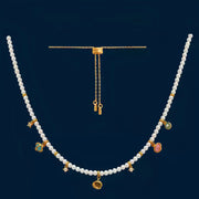 colored gemstone pendant millet bead pearl bracelet & necklace set